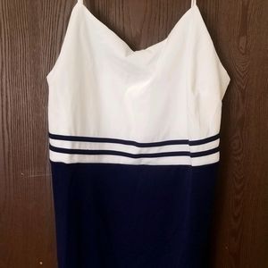 Plus Navy and White Spaghetti Strap Dress